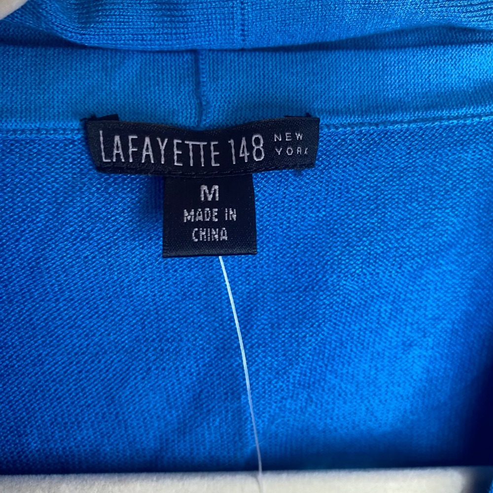 Lafayette 148 New York Blue Santo Cotton Knit Sleeveless Medium NEW MSRP $170 - Picture 2 of 9